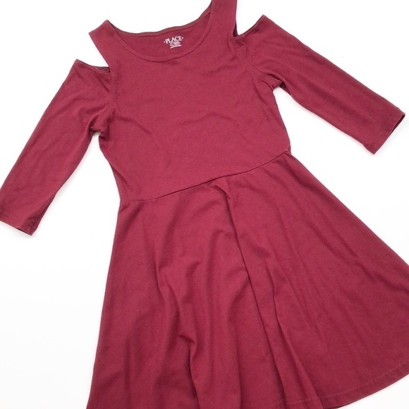 The Children's Place burgundy cold shoulder dress - Picture 1 of 4